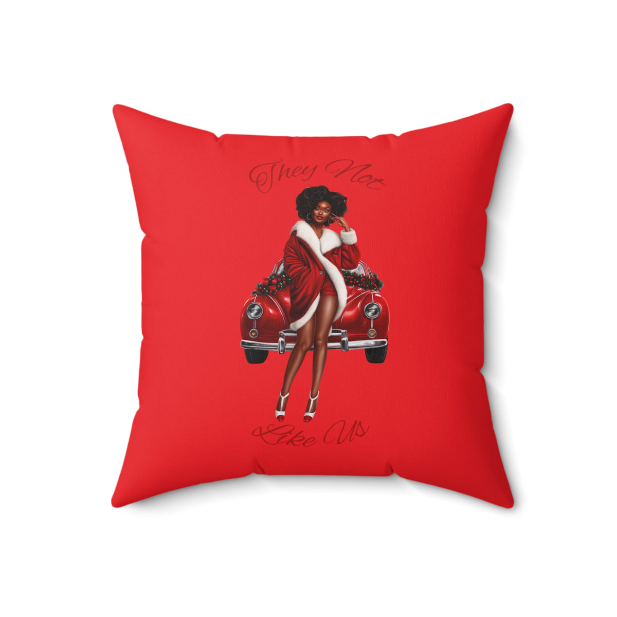 They Not Like Us 4- (Red) Spun Polyester Square Pillow