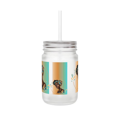 Queen Teal Mason Jar with Straw