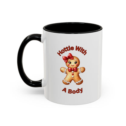 Hottie With A Body 2-Accent Coffee Mug (11, 15oz) (Red)