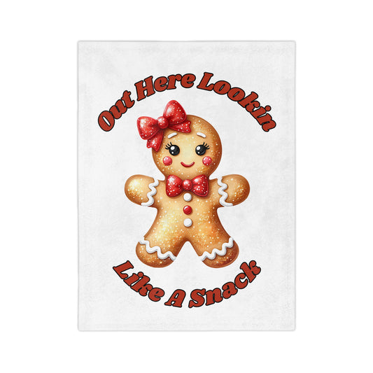 Lookin Like A Snack 2-Velveteen Microfiber Blanket (White)