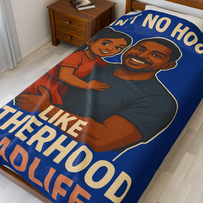 Fatherhood-Hispanic-Dk Blue Plush Blanket