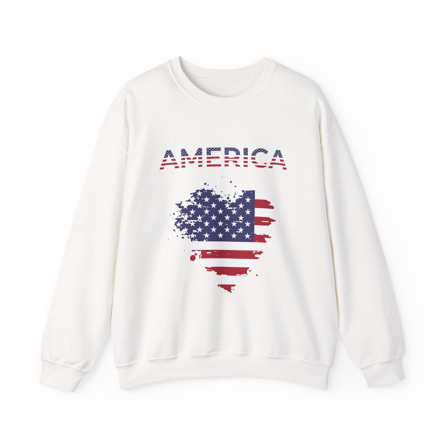 Patriotic America Flag Heart Crewneck Sweatshirt