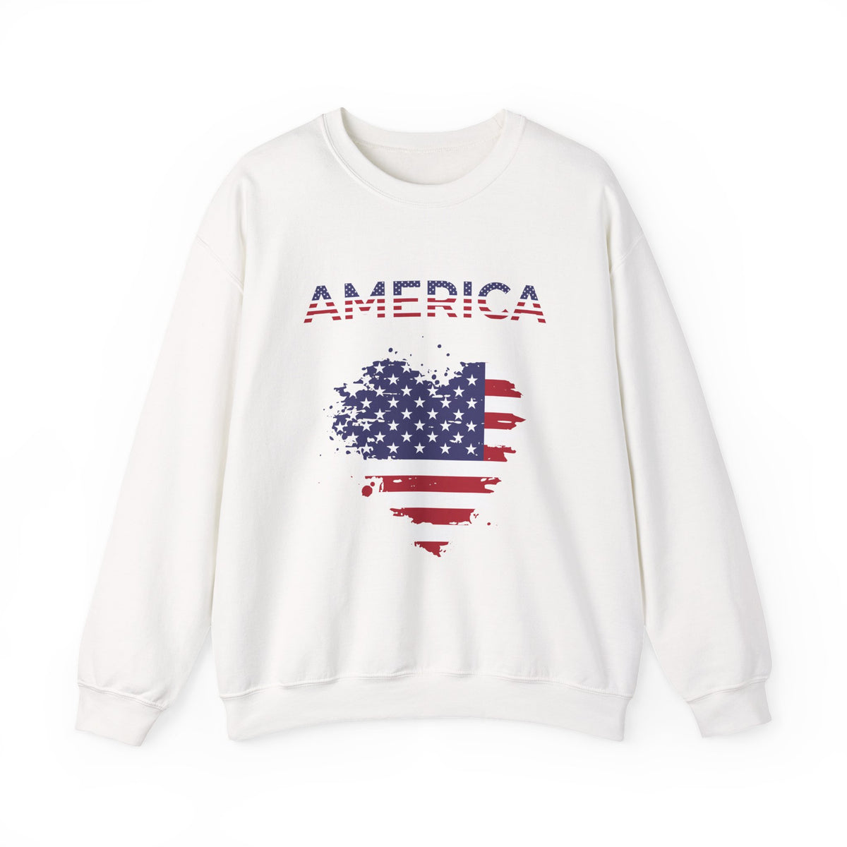 Patriotic America Flag Heart Crewneck Sweatshirt
