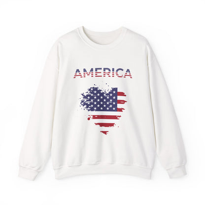 Patriotic America Flag Heart Crewneck Sweatshirt