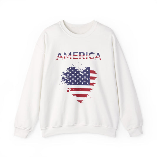 Patriotic America Flag Heart Crewneck Sweatshirt