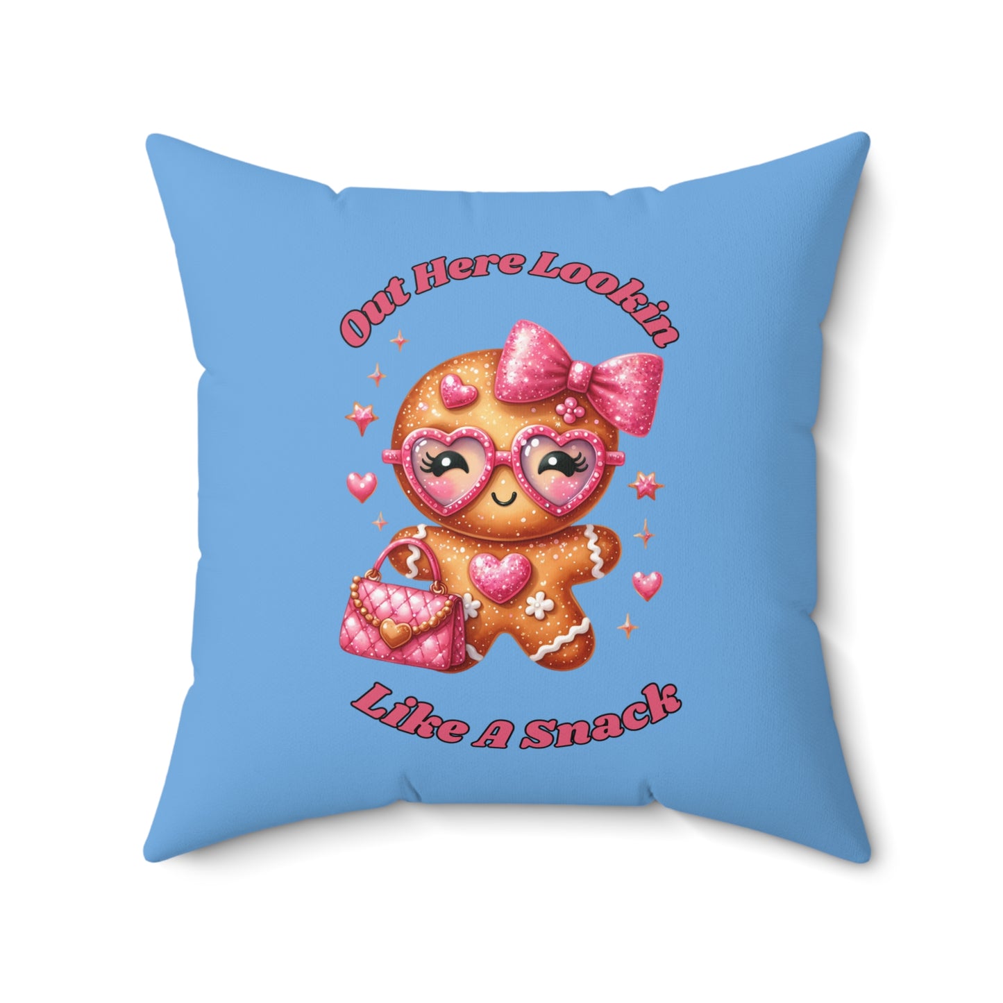 I Put Out For Santa-Spun Polyester Square Pillow (Lt Blue)