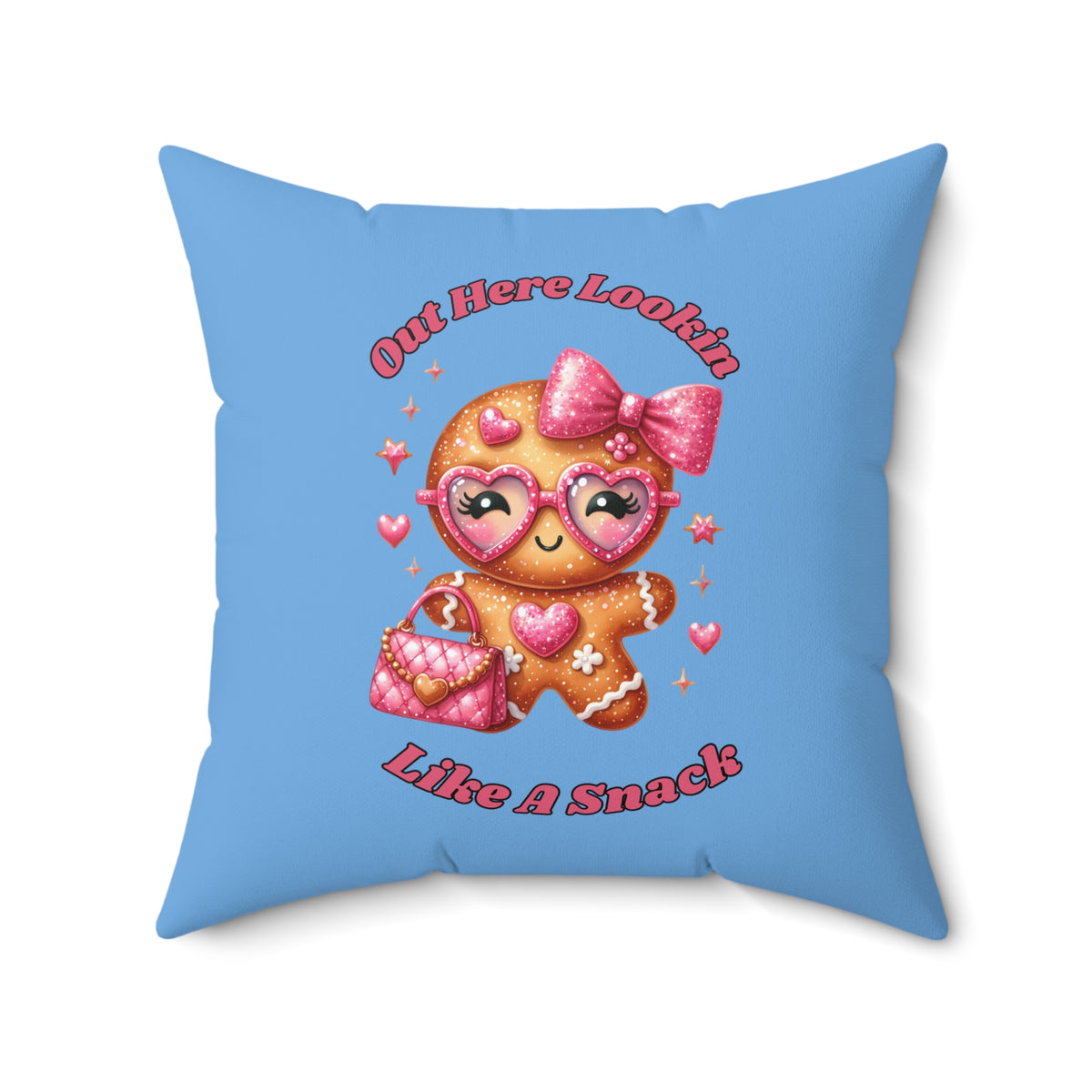 I Put Out For Santa-Spun Polyester Square Pillow (Lt Blue)