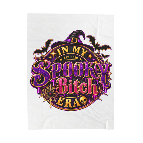 "In My Spooky Bitch Era" Halloween Blanket-White