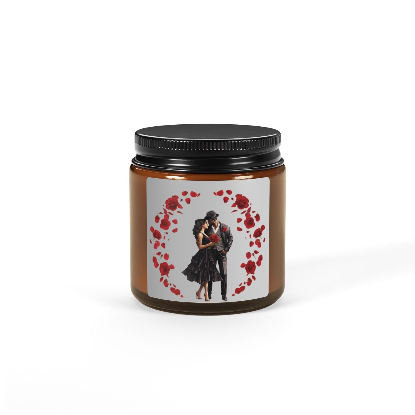 Roses-Scented Soy Candle (Multi-Size, Amber Jar)