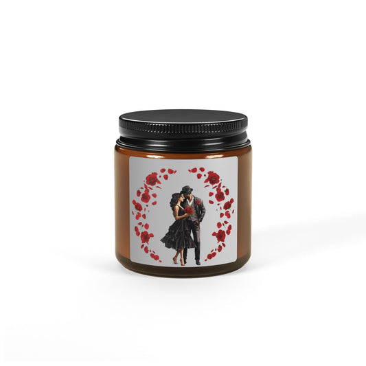 Roses-Scented Soy Candle (Multi-Size, Amber Jar)