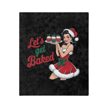 Let's Get Baked-Velveteen Microfiber Blanket (Black)