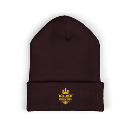 Gold Crown Embroidered Cuffed Beanie – Classic Knit Winter Hat