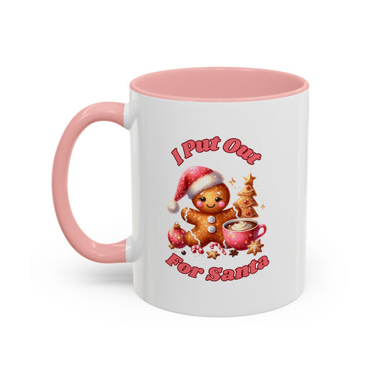 I Put Out For Santa-Accent Coffee Mug (11, 15oz) (Pink)