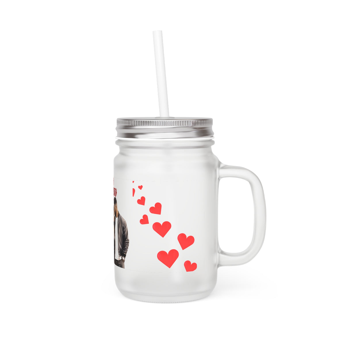 Love-Themed Mason Jar with Straw - Perfect for Gifts and Celebrations