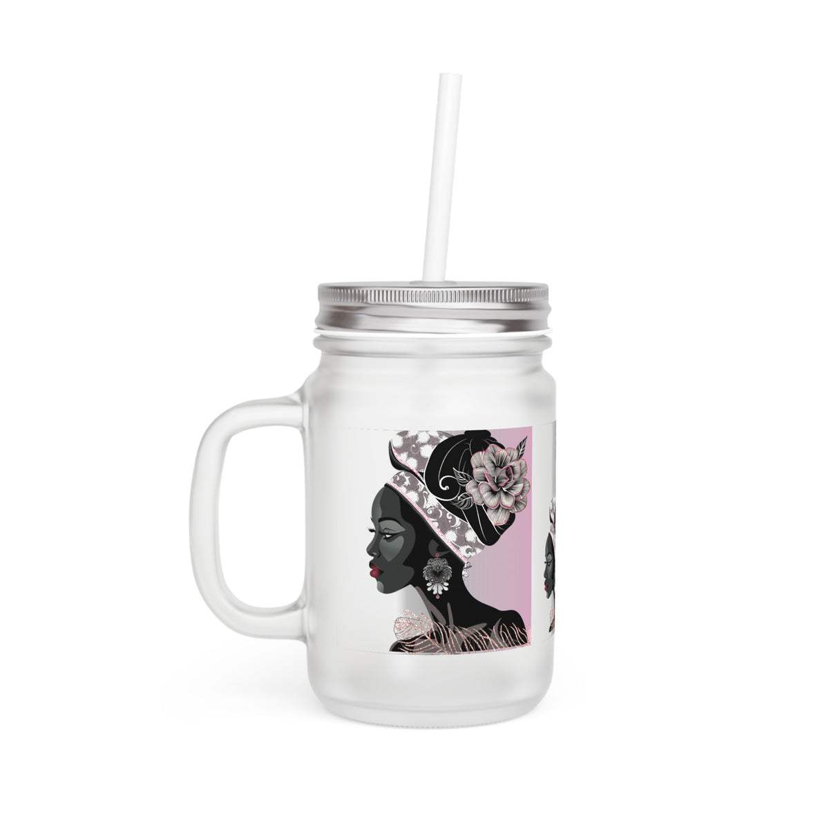 Feather Queen Portrait Mason Jar