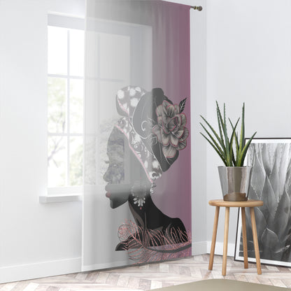 Queen Feather Elegant African Woman Window Curtain