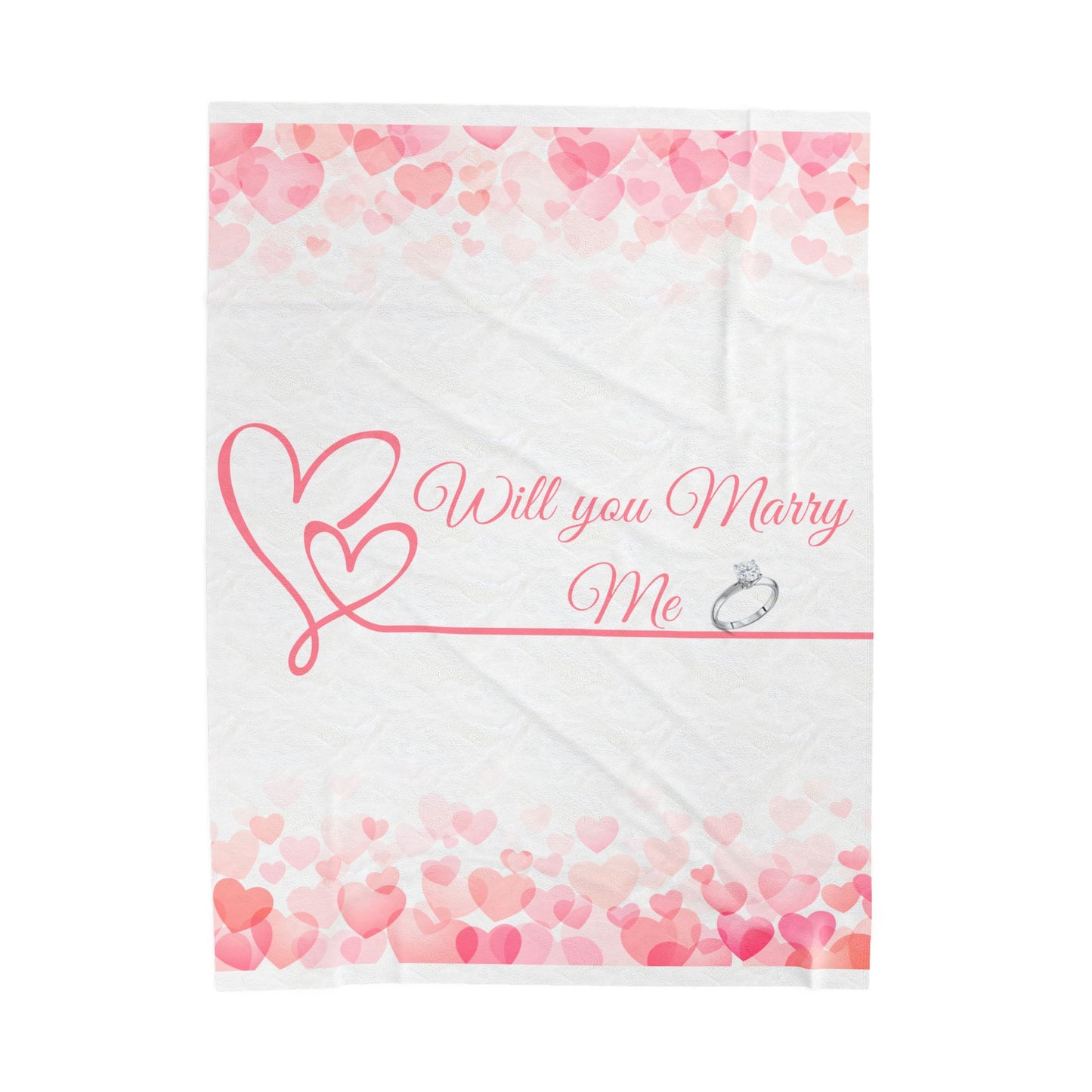 “Will You Marry Me” Romantic Proposal Velveteen Plush Blanket 1