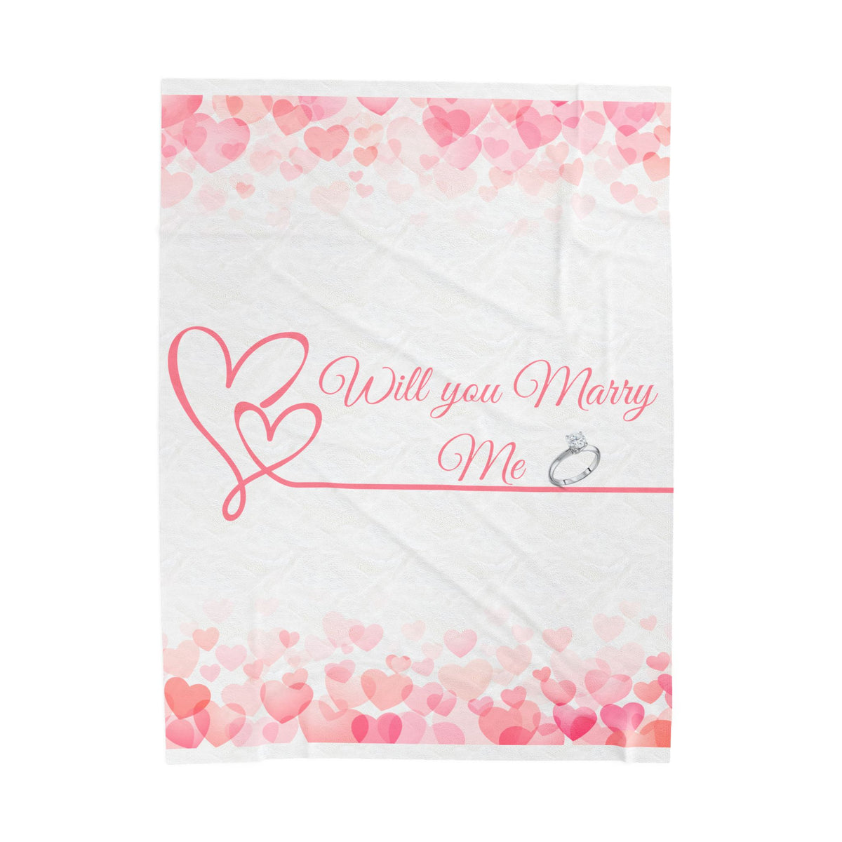 “Will You Marry Me” Romantic Proposal Velveteen Plush Blanket 1