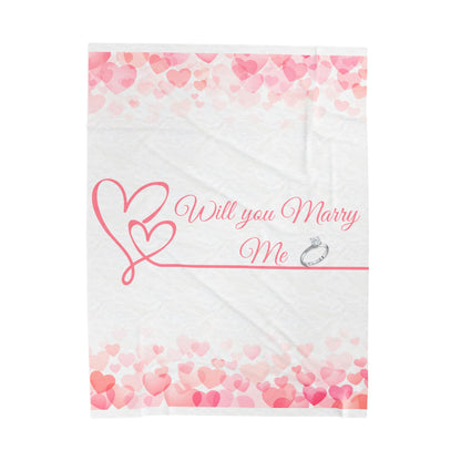 “Will You Marry Me” Romantic Proposal Velveteen Plush Blanket 1