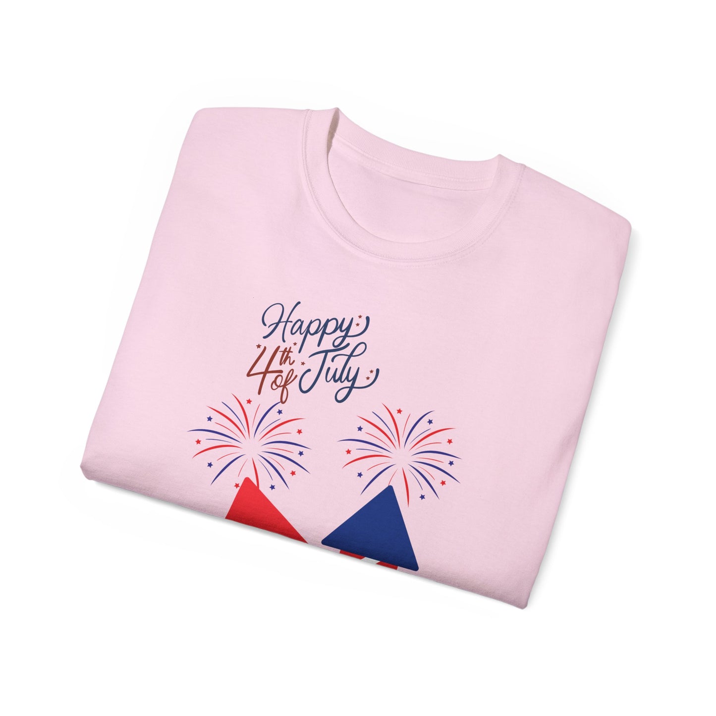 Fourth of July Fireworks Tee — "Happy 4th July" Patriotic Rocket T-Shirt