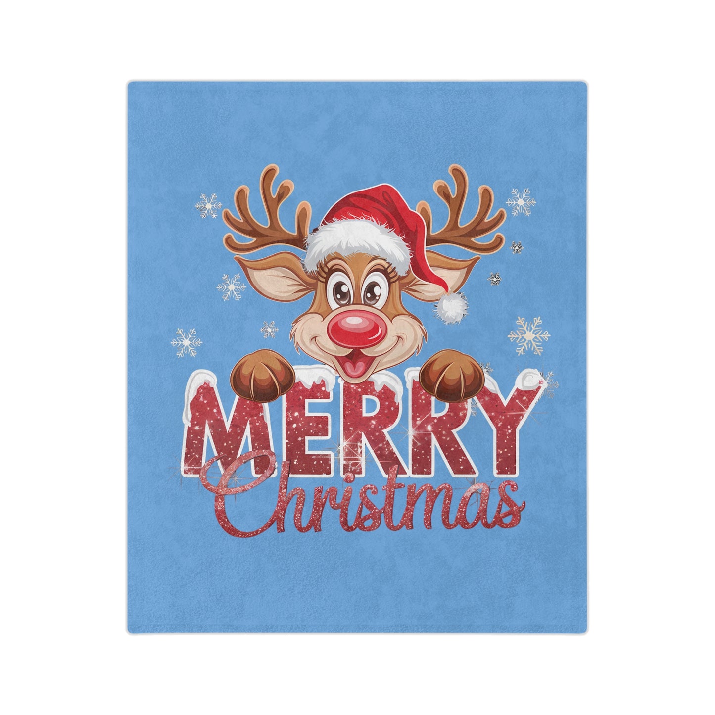 Merry Christmas Rudolf-Light Blue