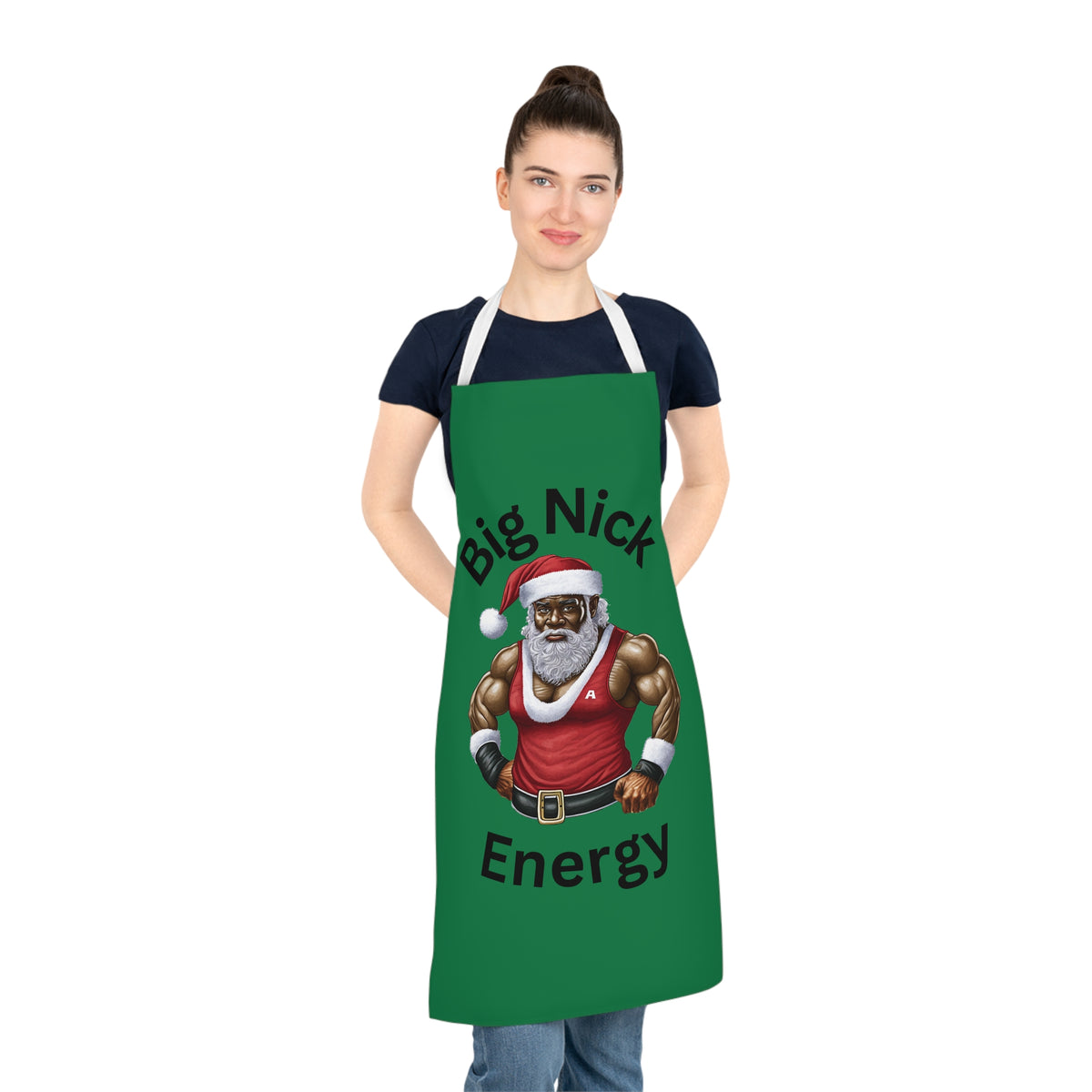 Big Nick Energy-Adult Apron (AOP) (Dk Green)