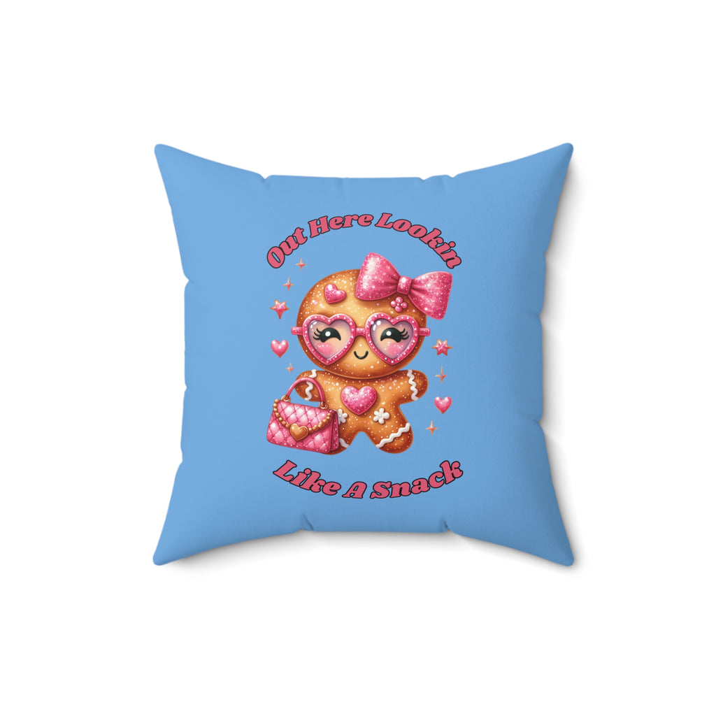 I Put Out For Santa-Spun Polyester Square Pillow (Lt Blue)