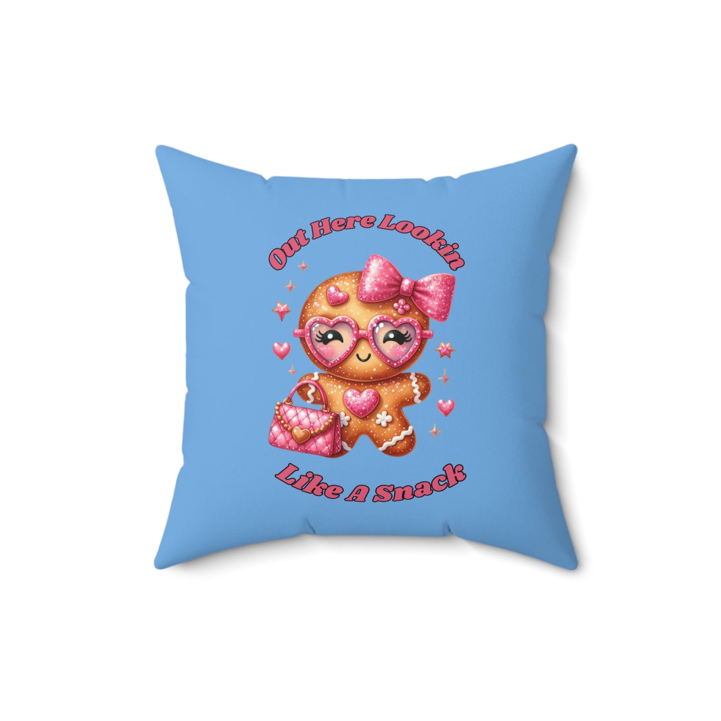 I Put Out For Santa-Spun Polyester Square Pillow (Lt Blue)