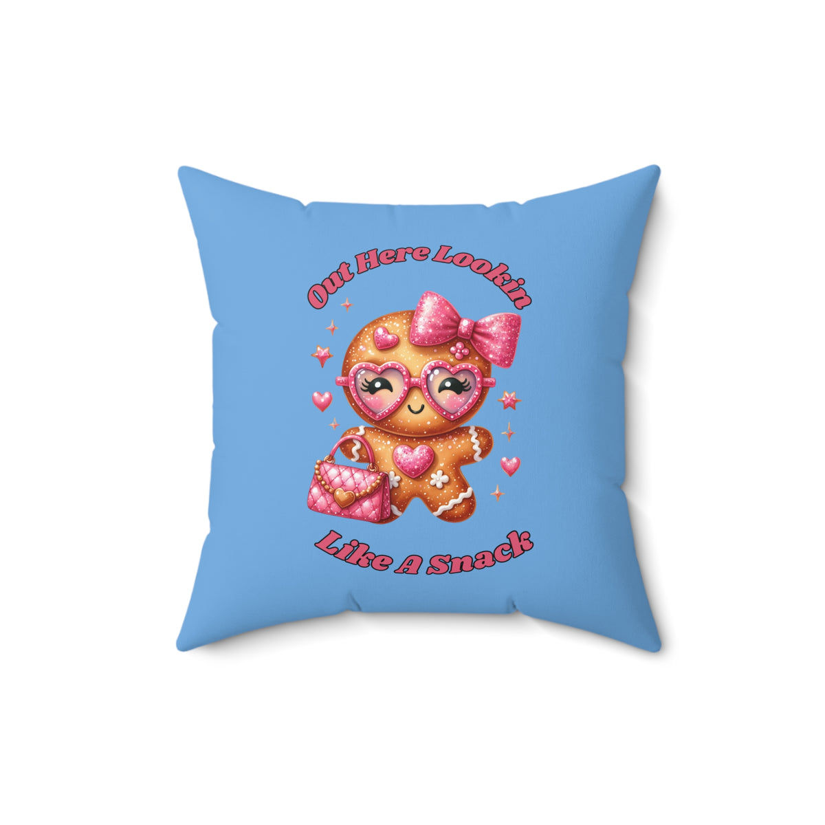 I Put Out For Santa-Spun Polyester Square Pillow (Lt Blue)