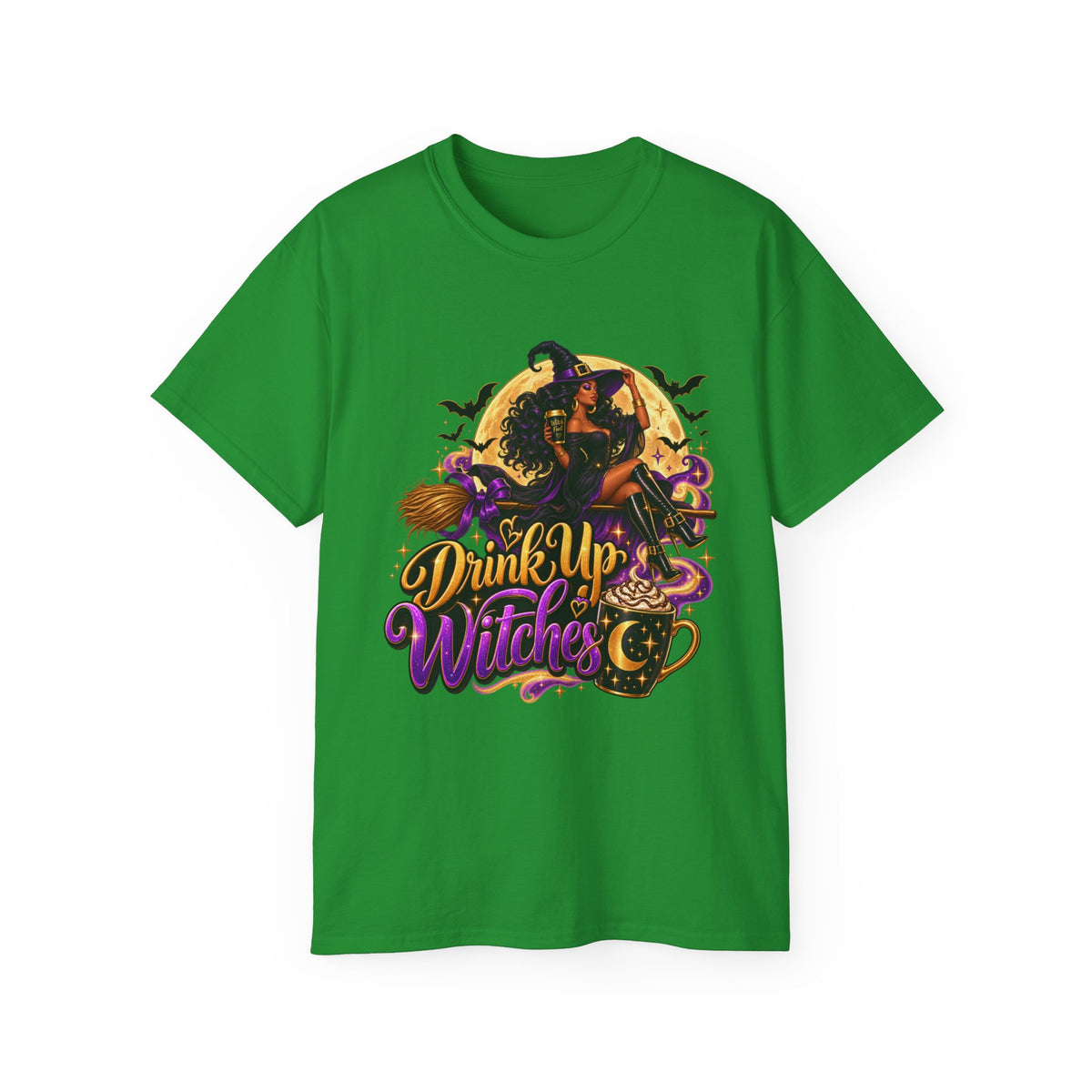 Drink Up Witches Halloween T-Shirt — Enhanced Witch Brew Party Tee