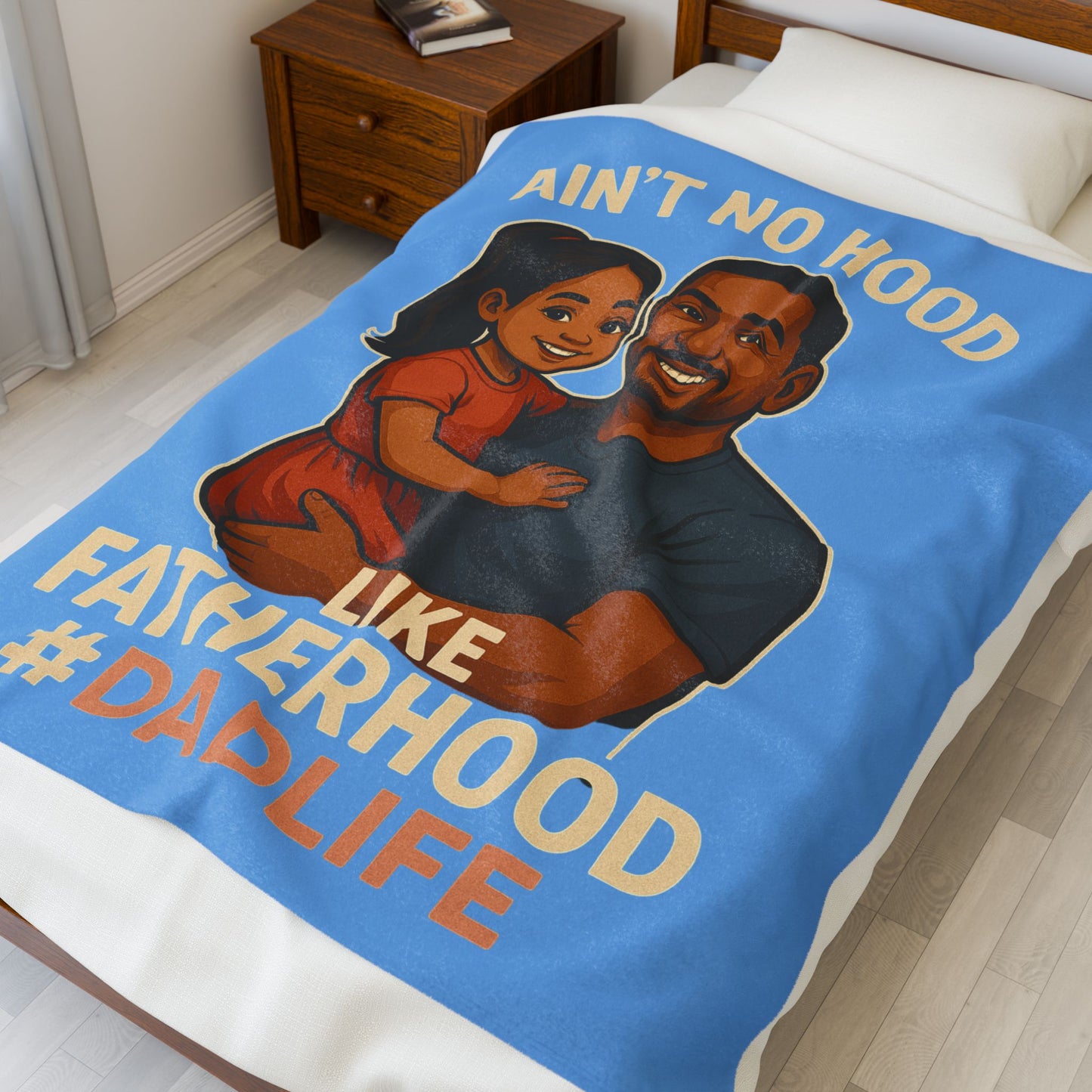 Fatherhood-Hispanic-Lt Blue Velveteen Plush Blanket