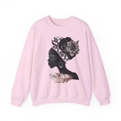 Queen Feather Graphic Crewneck Sweatshirt - Floral Design