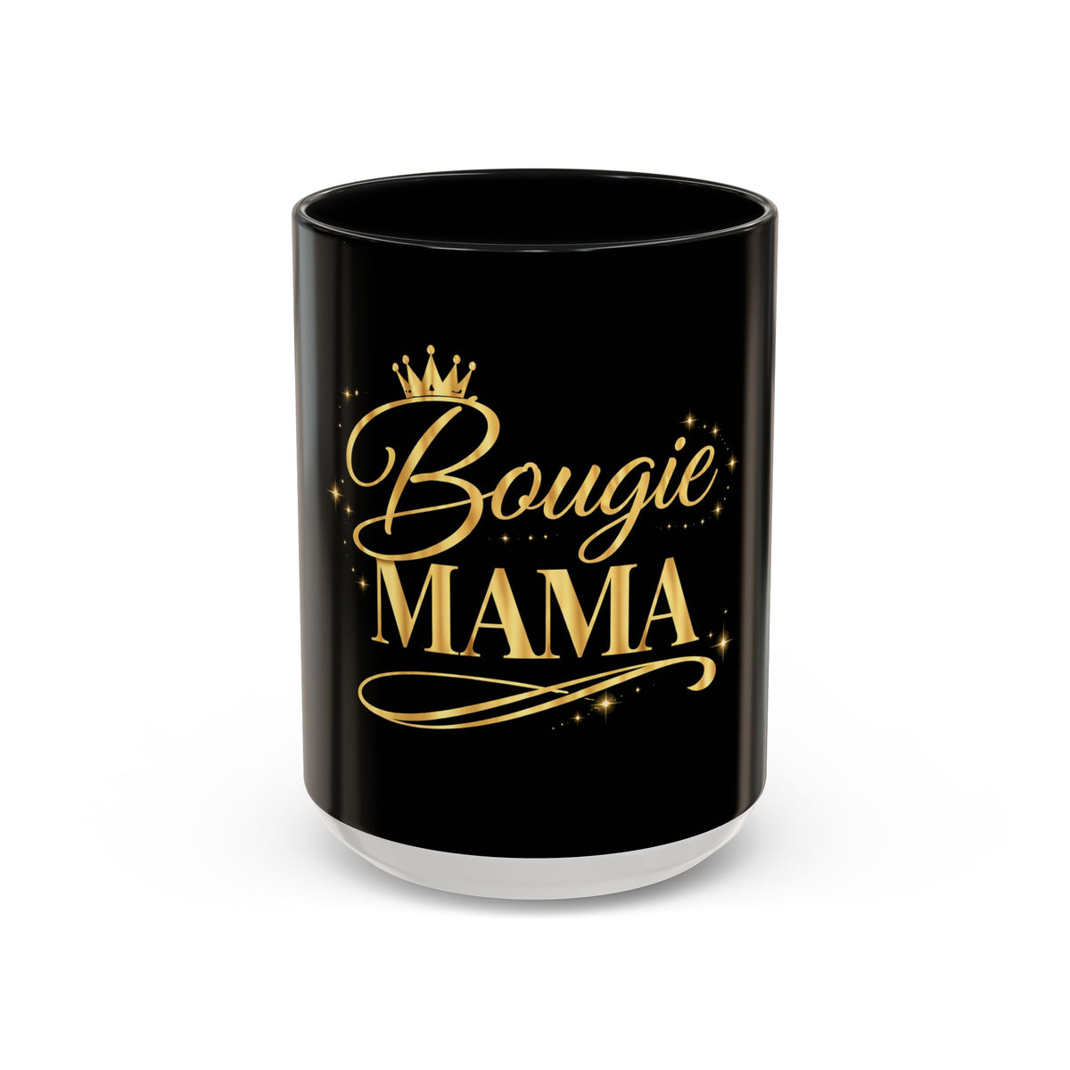 Bougie Mama Black Accent Coffee Mug — Gold Script Mom Gift (11/15oz)