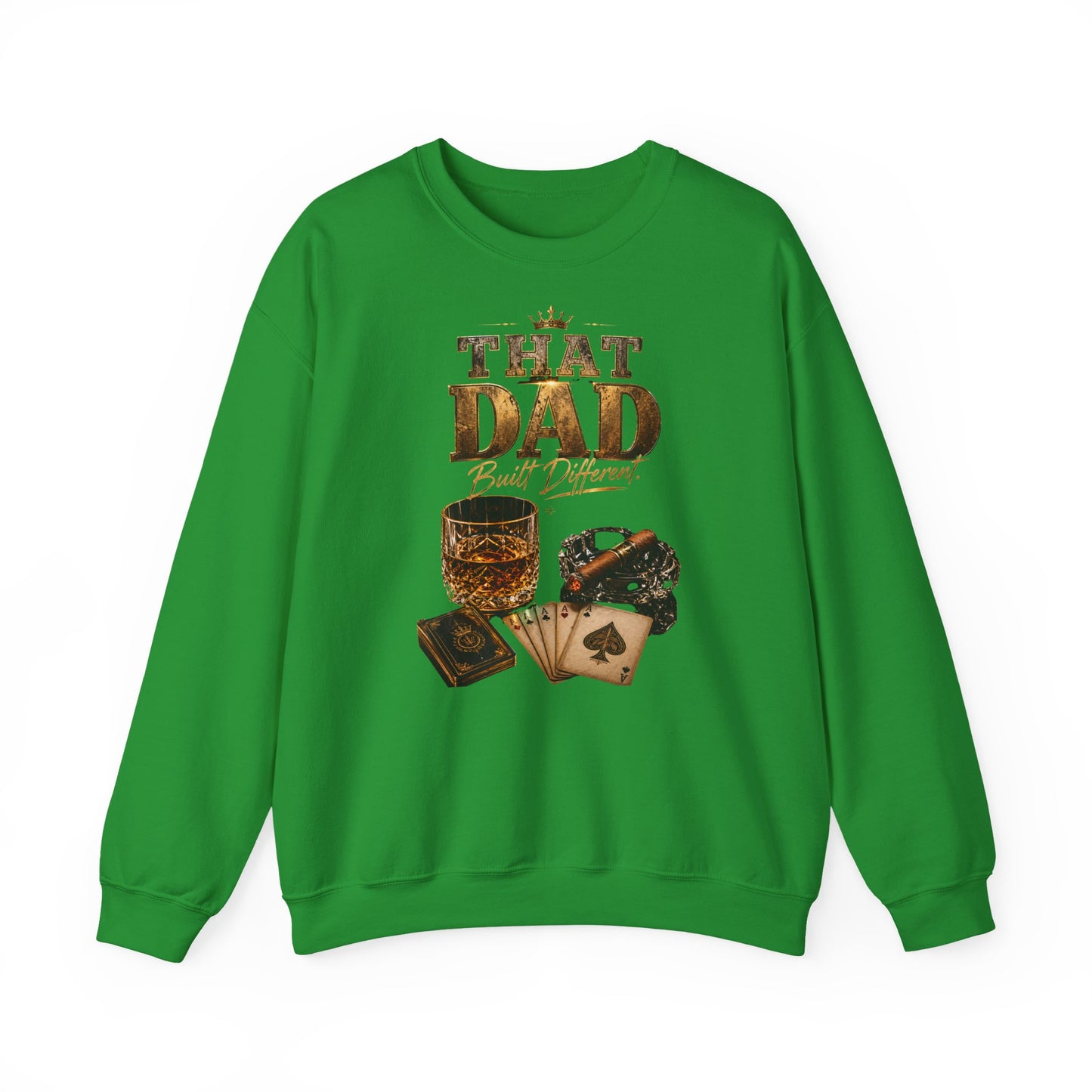 That Dad Built Different Sweatshirt – Whiskey, Cigar & Poker Crewneck