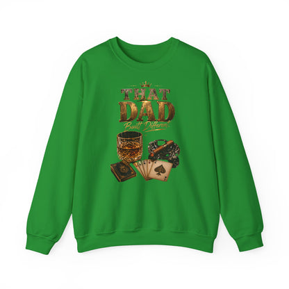 That Dad Built Different Sweatshirt – Whiskey, Cigar & Poker Crewneck