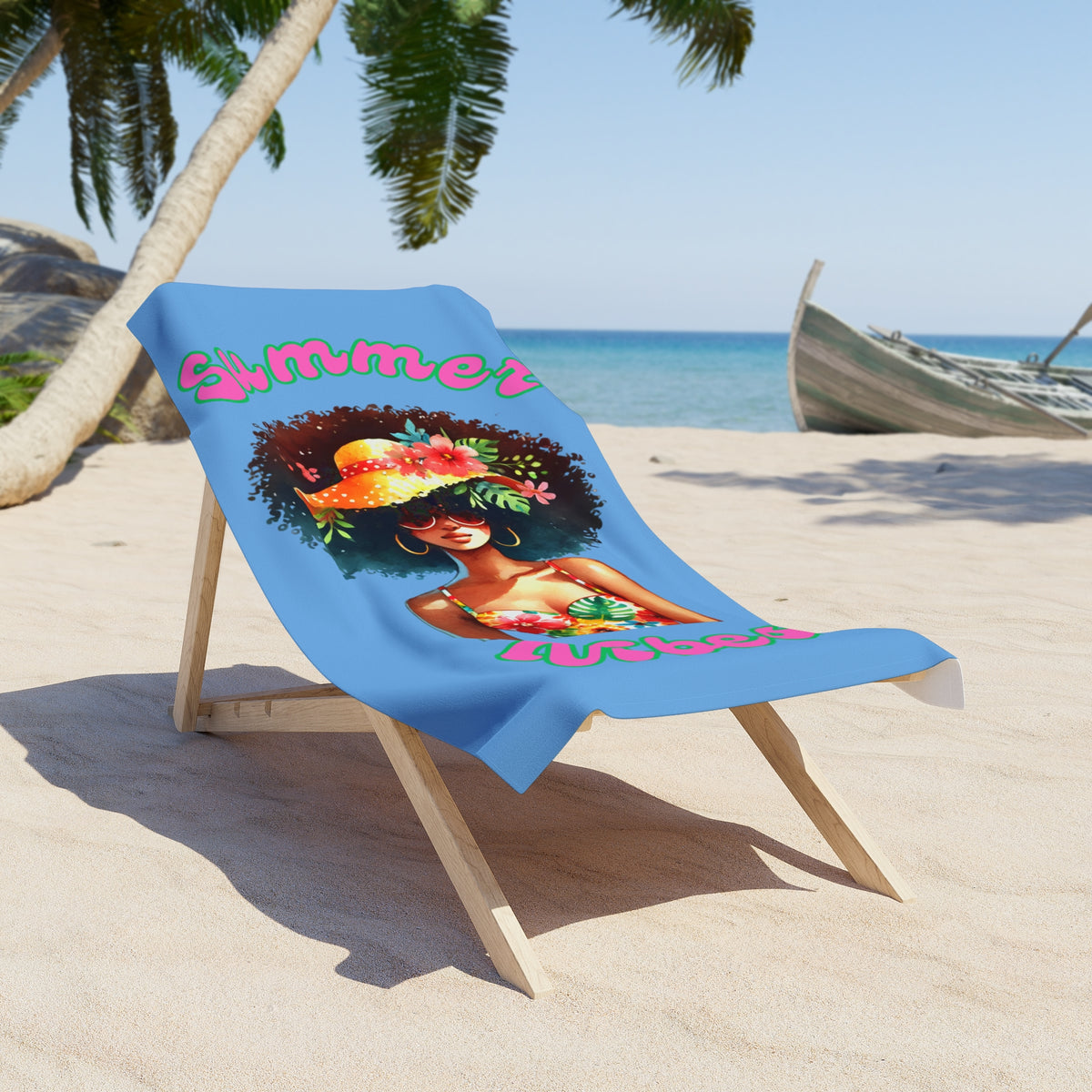 Vibrant Beach Towel, Summer Vibes Towel 2-Lt Blue