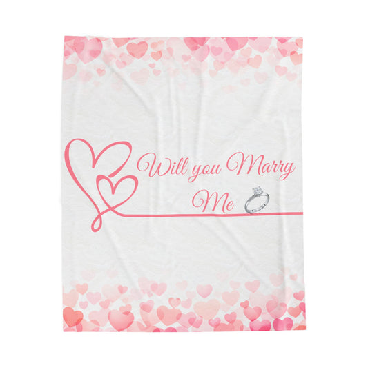 “Will You Marry Me” Romantic Proposal Velveteen Plush Blanket 1