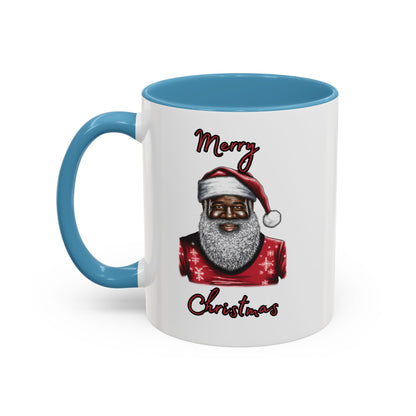 Black Santa-Accent Coffee Mug (11, 15oz) (Red)