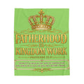 Velveteen Blanket — "Fatherhood Is Kingdom Work" Inspirational Christian Velveteen Blanket (Lt Green) Father's Day, Gift Christian Father