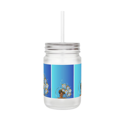 Queen Peacock Mason Jar with Straw