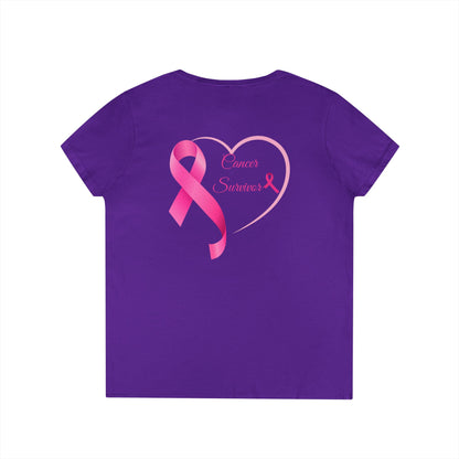 Breast Cancer Awareness V-Neck T-Shirt, Survivor Gift, Supportive Tee, Gift for Her, Awareness Month Apparel