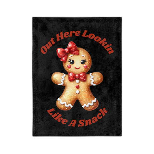 Lookin Like A Snack 2-Velveteen Microfiber Blanket (Black)