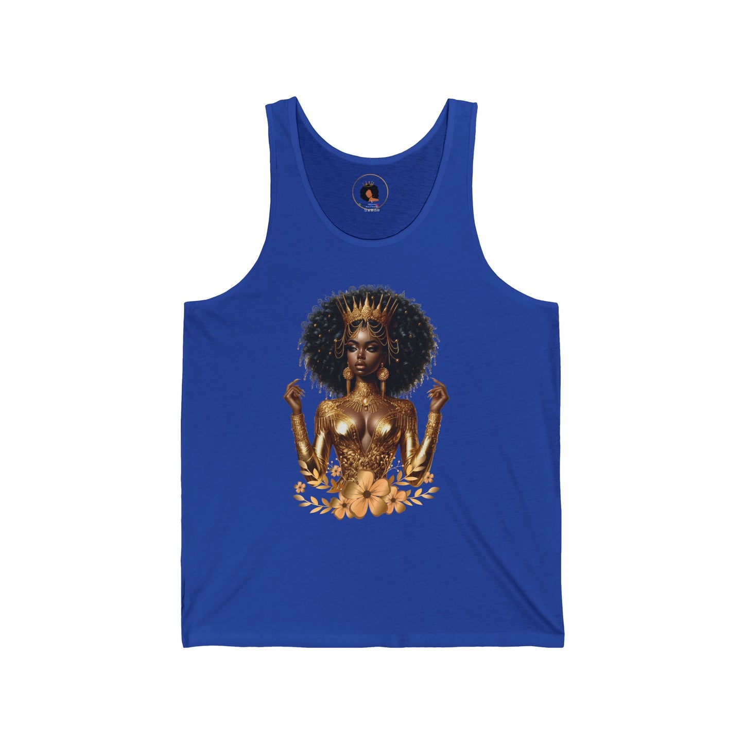 Golden Goddess Unisex Jersey Tank - Afrocentric Graphic Tank Top