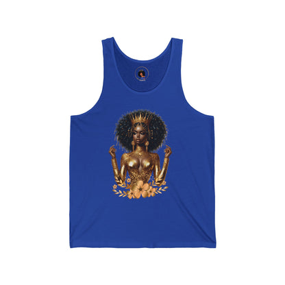 Golden Goddess Unisex Jersey Tank - Afrocentric Graphic Tank Top