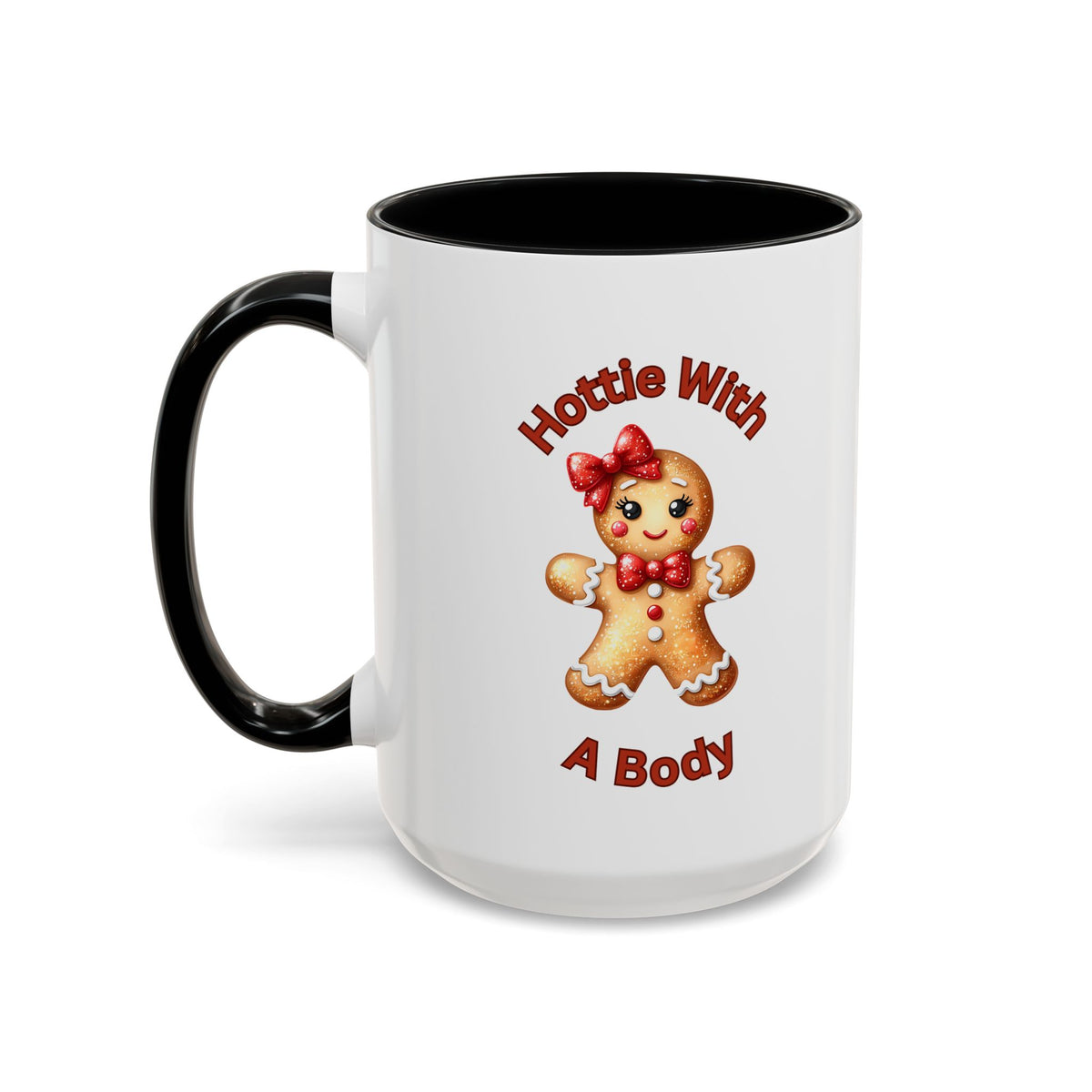 Hottie With A Body-Accent Coffee Mug (11, 15oz) (Black)