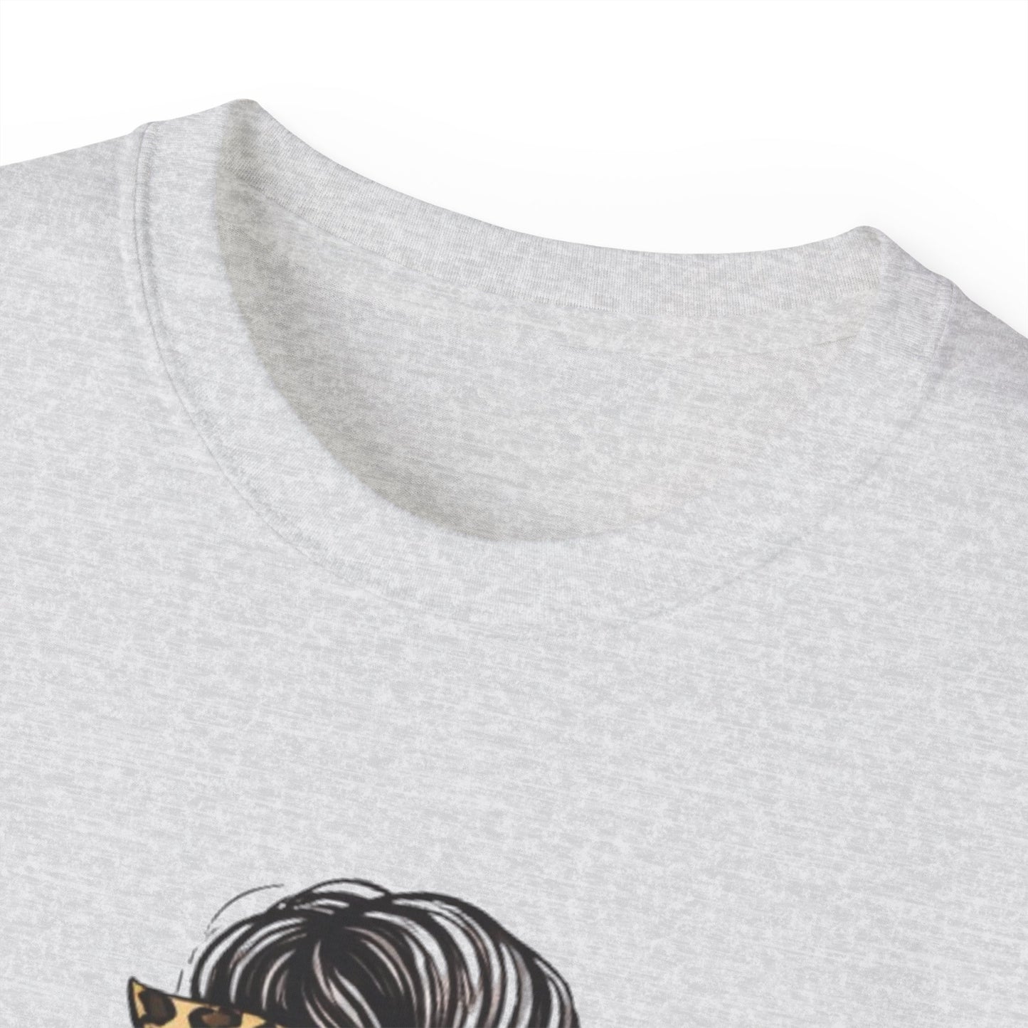 Mom Life Tee — Leopard Bandana Messy Bun Graphic Shirt for Moms