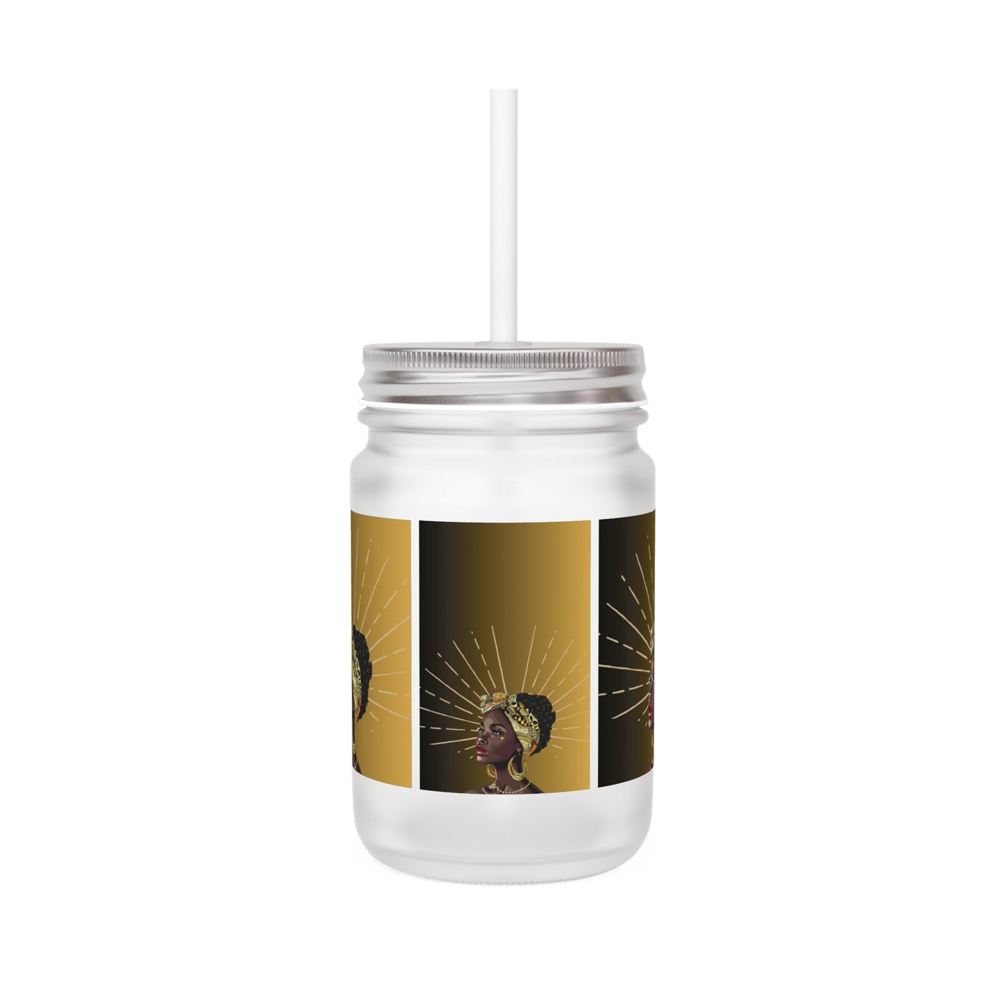 Queen Star Mason Jar With Straw