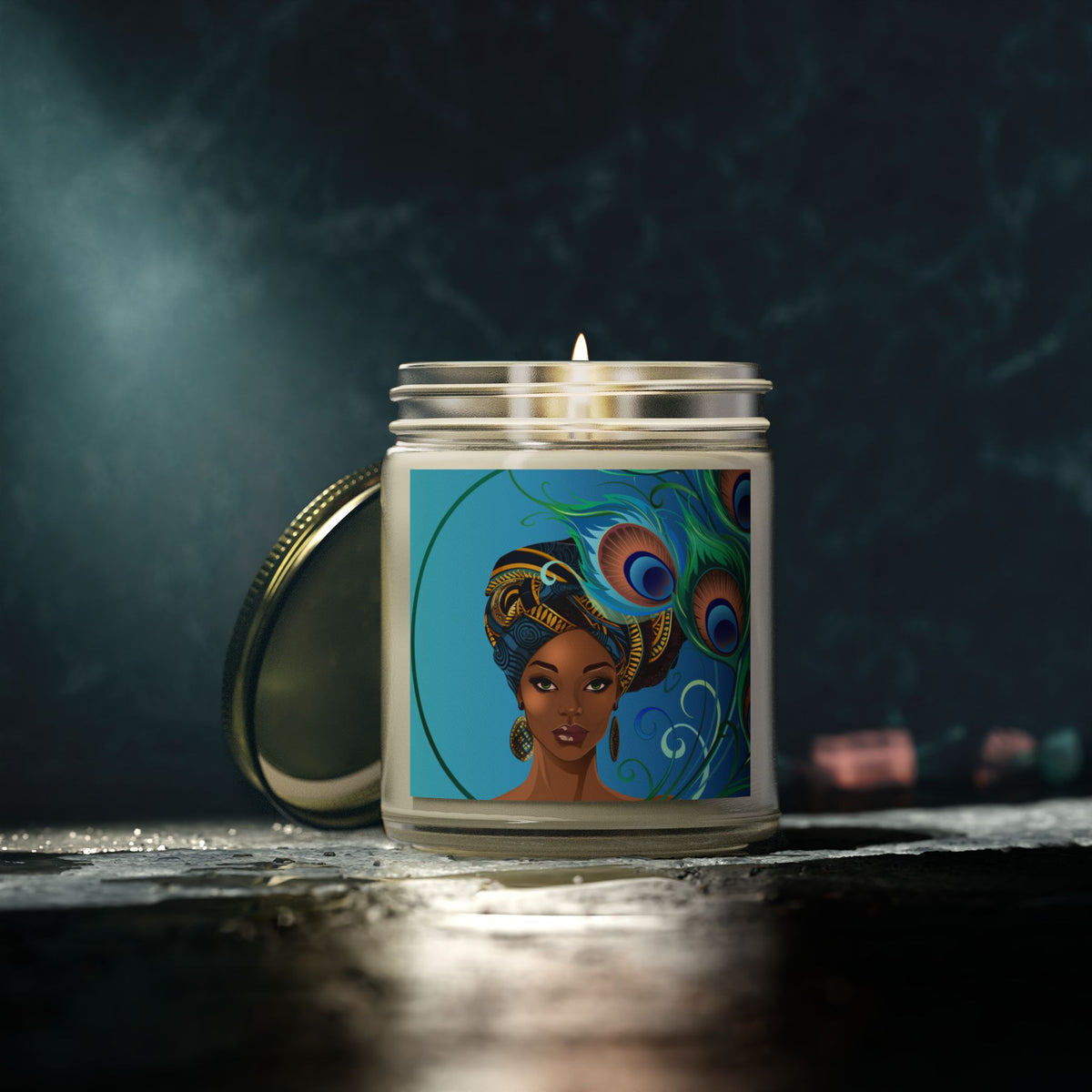Peacock-Scented Candles, Coconut Apricot Wax (4oz, 9oz)