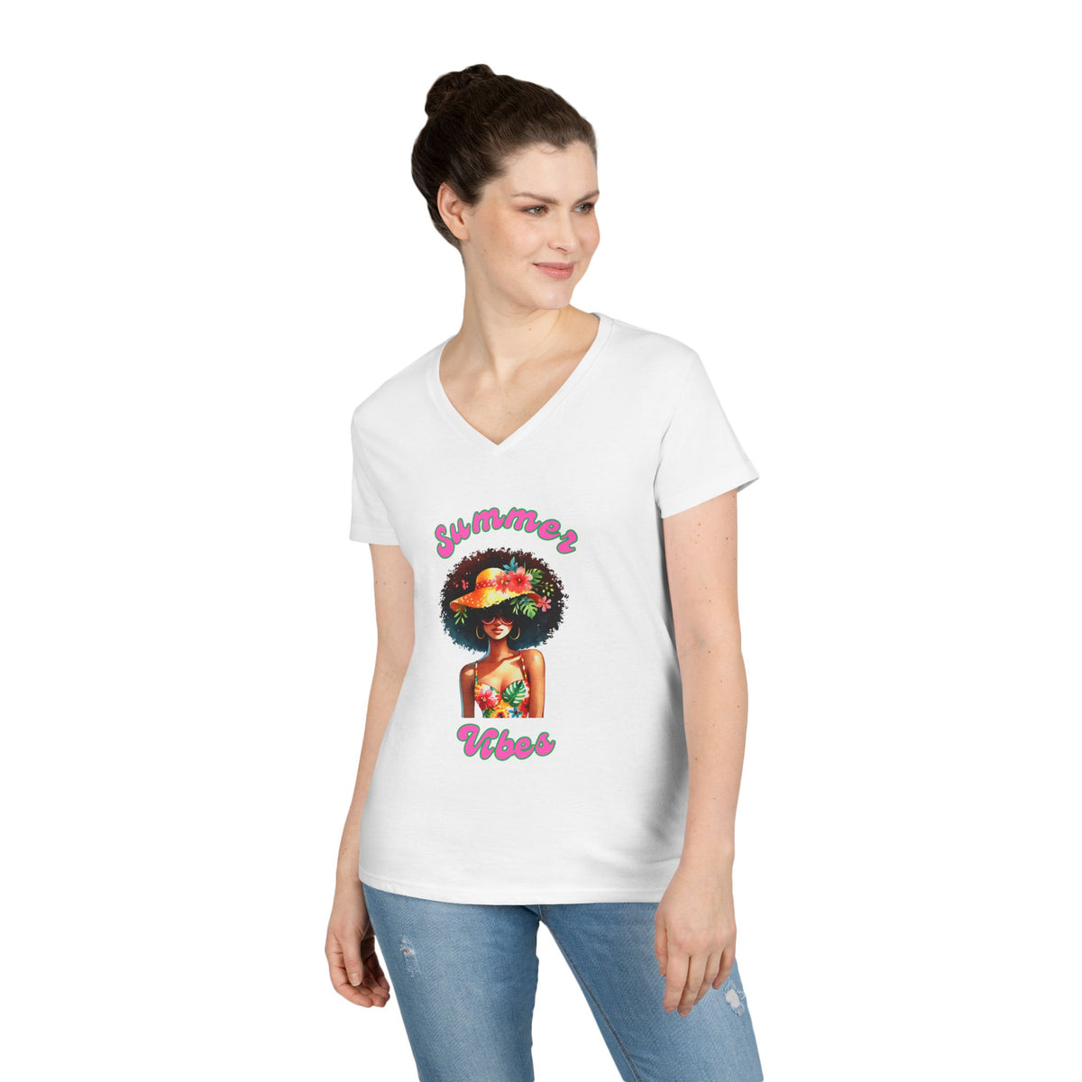 Ladies' Summer V-Neck T-Shirt 4