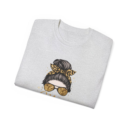 Mom Life Tee — Leopard Bun Graphic Cotton T‑Shirt